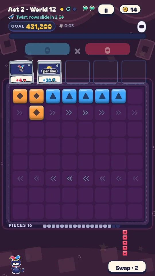A twist round where rows slide